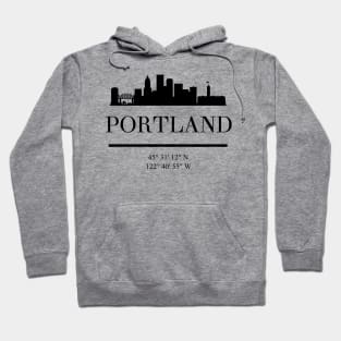 PORTLAND OREGON BLACK SILHOUETTE SKYLINE ART Hoodie